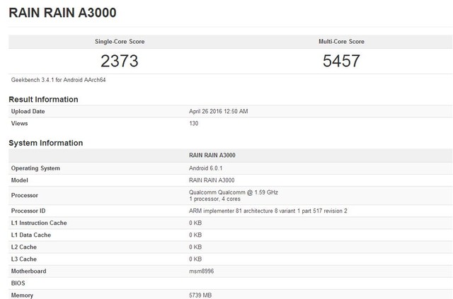 6GB內(nèi)存+驍龍820 奧秘新機(jī)現(xiàn)身Geekbench 