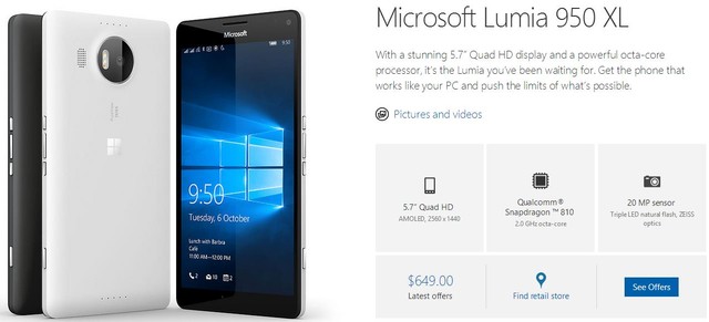 再次出售 無鎖版Lumia 950美國官網(wǎng)現(xiàn)貨 